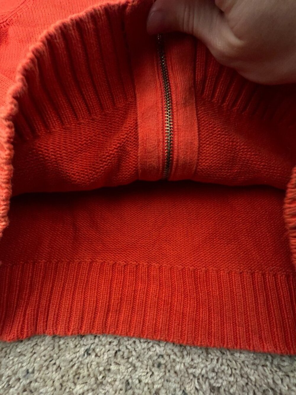 Lauren Ralph Lauren Women’s Sweater Orange Full Zip Medium Cotton Accents Knit - Picture 14 of 15